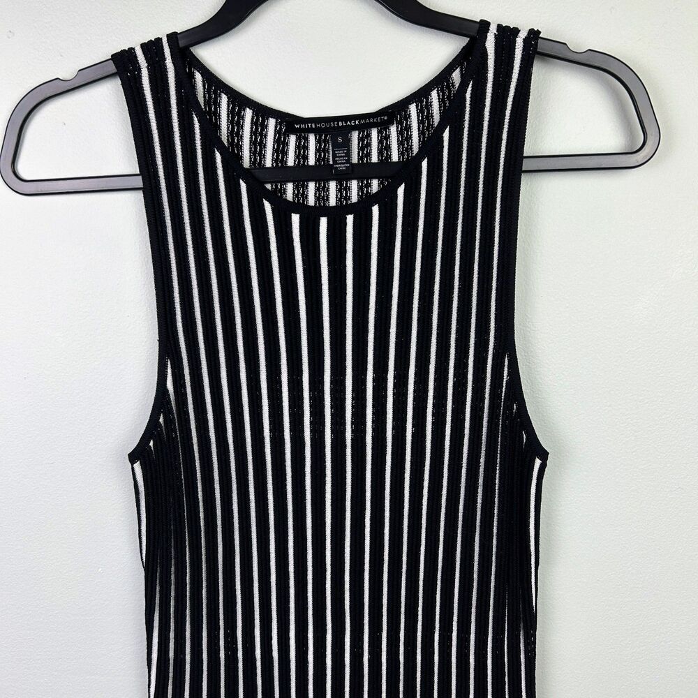 White House Black Market Striped Peplum Sweater Tank Sleeveless Rib Knit Top  S - Picture 4 of 11